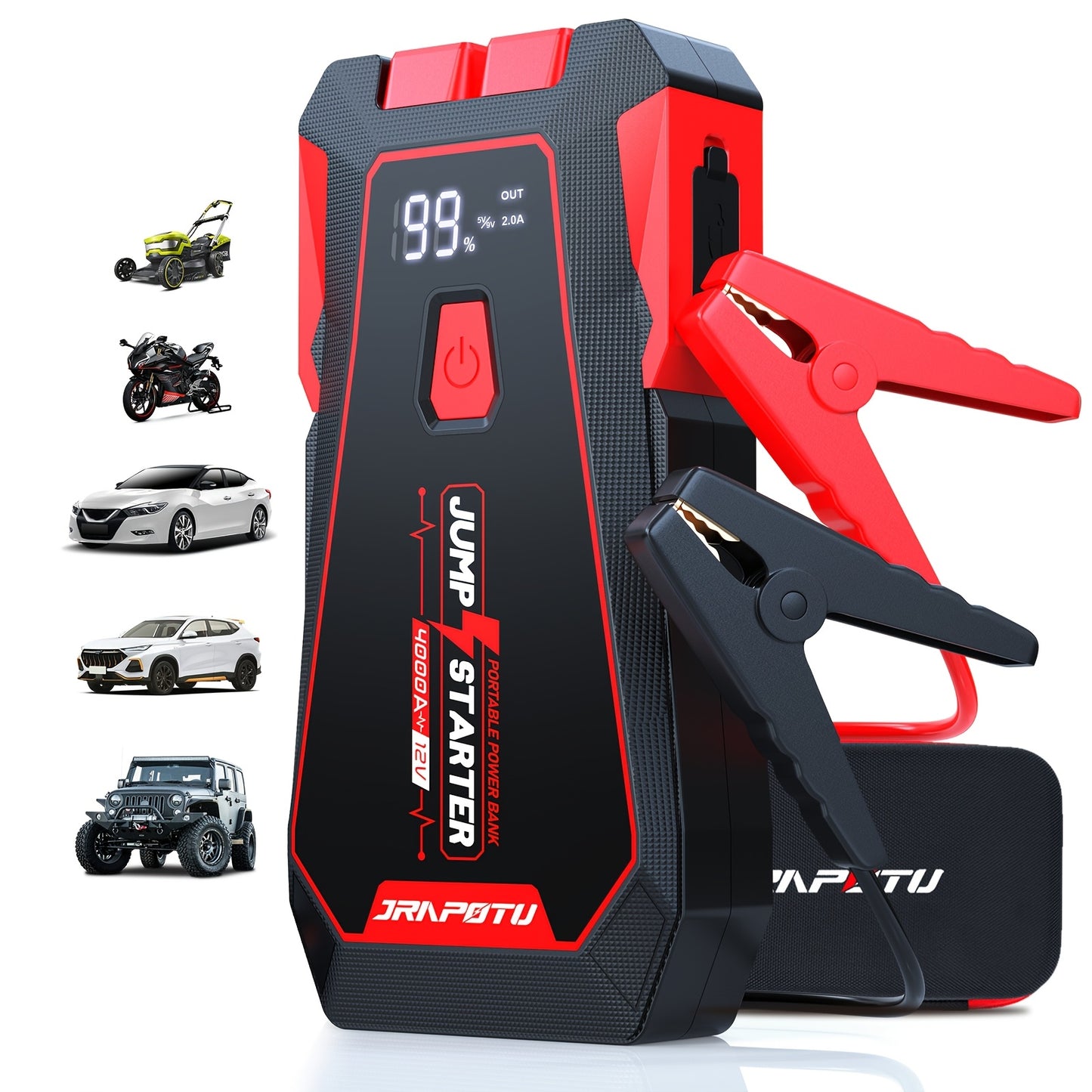 Portable Car Jump Starter, 2500A Peak Battery Jumper Starter Portable, Jump Box for Car Battery, 12V Portable Jump Starter for 8.0L Gas & 7.0L Diesel Cars with USB Ports & LED Flashlight