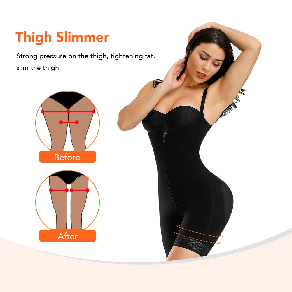 Fajas Colombianas Detachable Straps Full Body Shaper Tummy Slimming Postpartum Stage 3 Girdle Push Up Butt Lifter Shapewear