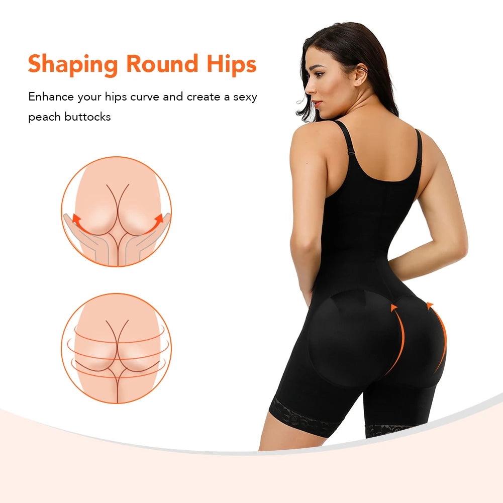 Fajas Colombianas Detachable Straps Full Body Shaper Tummy Slimming Postpartum Stage 3 Girdle Push Up Butt Lifter Shapewear