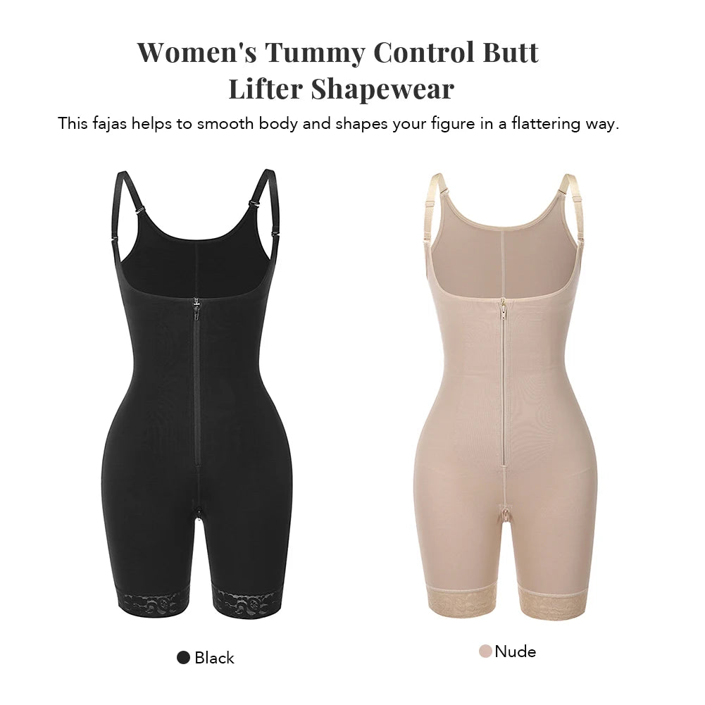 Fajas Colombianas Detachable Straps Full Body Shaper Tummy Slimming Postpartum Stage 3 Girdle Push Up Butt Lifter Shapewear