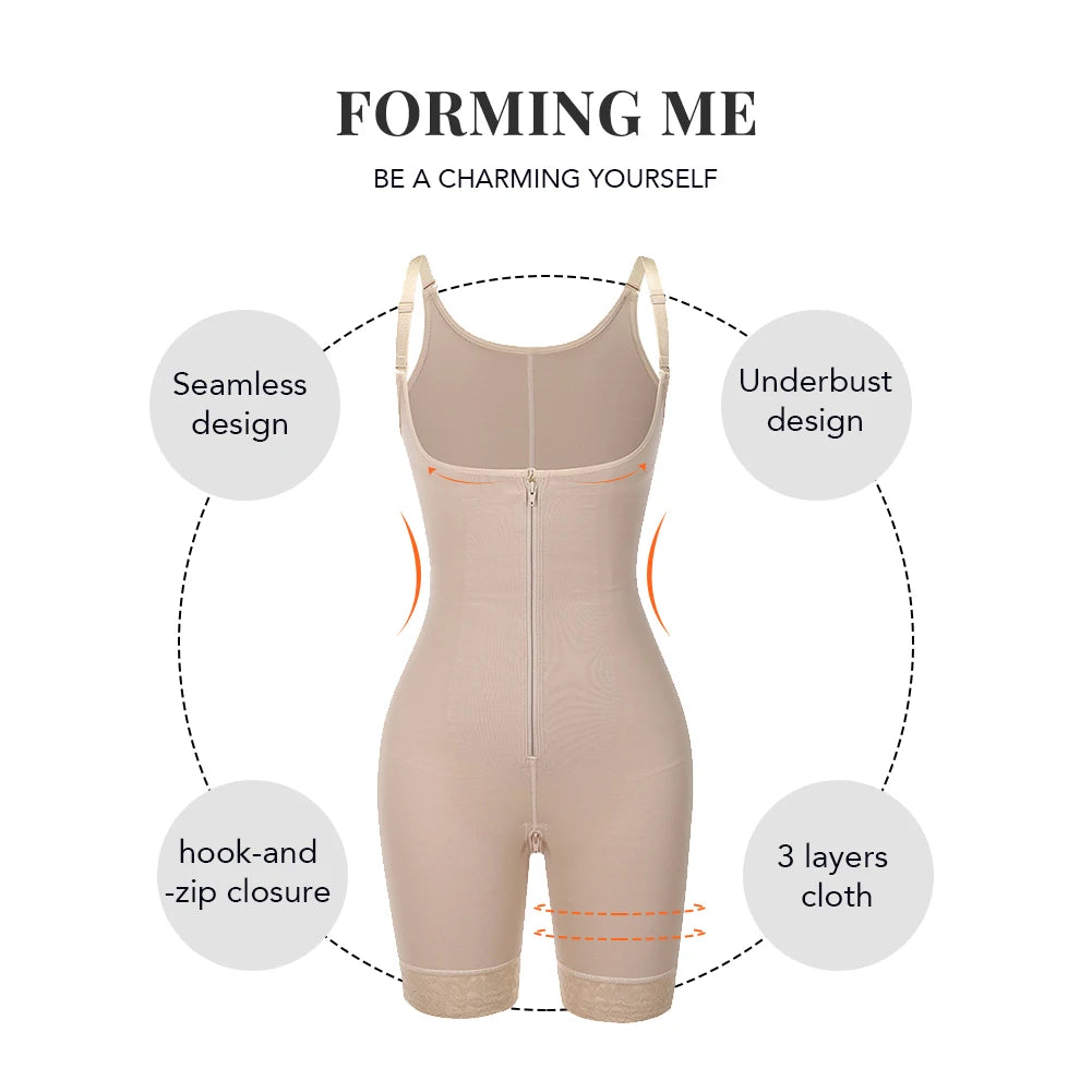 Fajas Colombianas Detachable Straps Full Body Shaper Tummy Slimming Postpartum Stage 3 Girdle Push Up Butt Lifter Shapewear