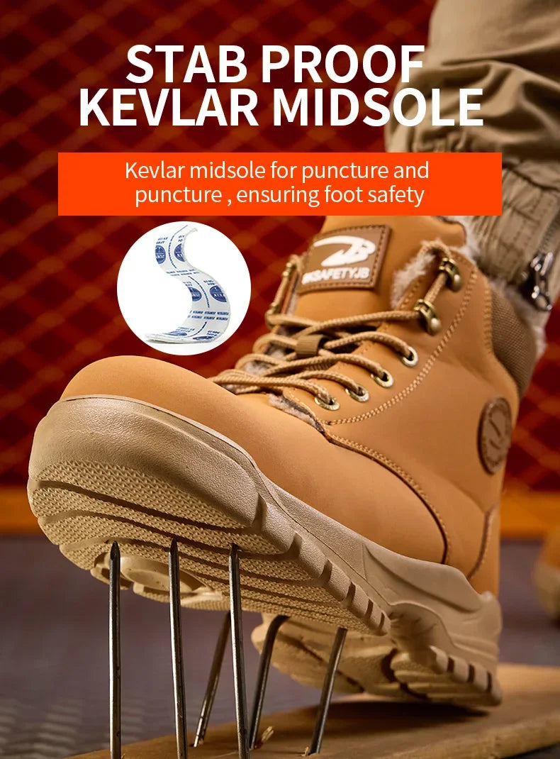 Latest 2025 Fashion Winter Warm Men's Work Safety Boots Waterproof Rugged Steel Toe Shoes Sneakers Safety Protection Coldproof