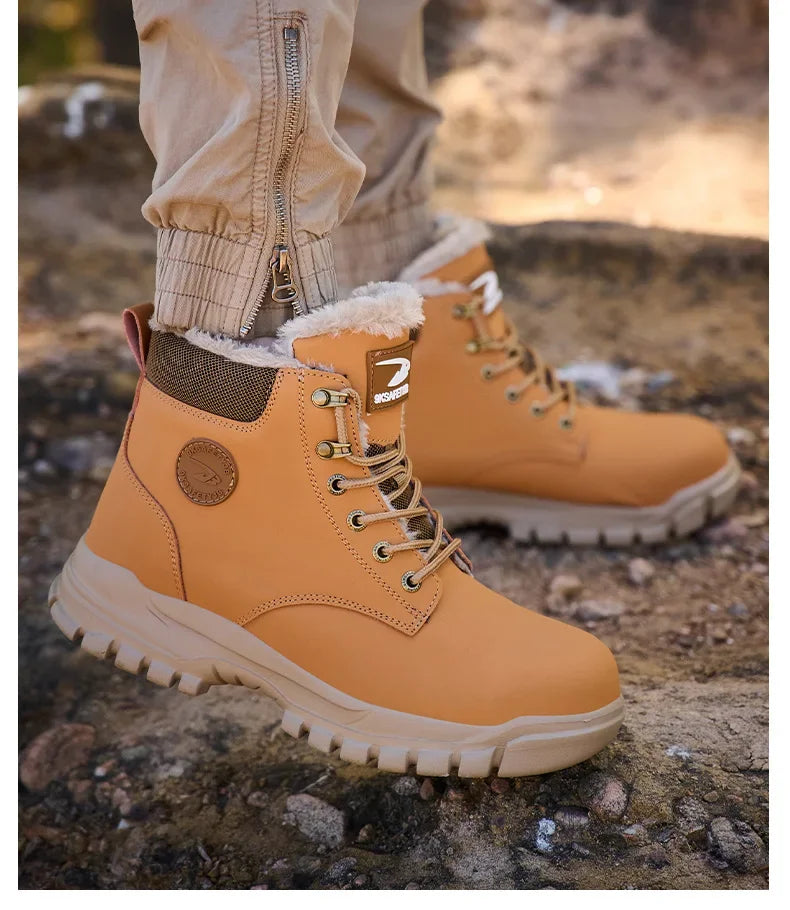 Latest 2025 Fashion Winter Warm Men's Work Safety Boots Waterproof Rugged Steel Toe Shoes Sneakers Safety Protection Coldproof