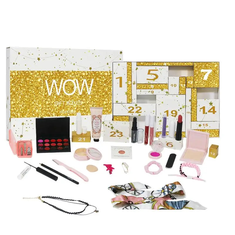 24 Days Beauty Advent Calendar Makeup Set 24pcs Christmas Countdown Calendar Make up Calendar Lipstick Eye Shadow Cosmetic