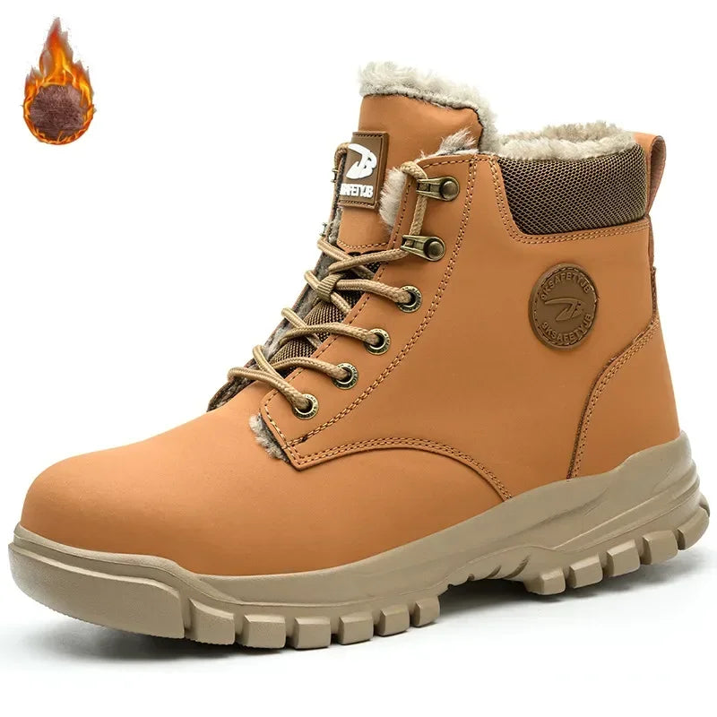 Latest 2025 Fashion Winter Warm Men's Work Safety Boots Waterproof Rugged Steel Toe Shoes Sneakers Safety Protection Coldproof