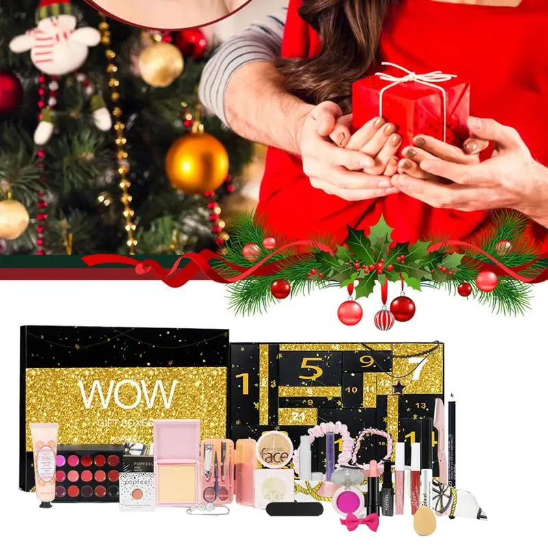 24 Days Beauty Advent Calendar Makeup Set 24pcs Christmas Countdown Calendar Make up Calendar Lipstick Eye Shadow Cosmetic