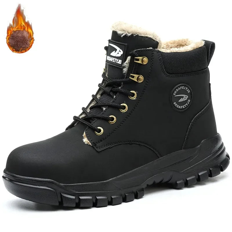 Latest 2025 Fashion Winter Warm Men's Work Safety Boots Waterproof Rugged Steel Toe Shoes Sneakers Safety Protection Coldproof