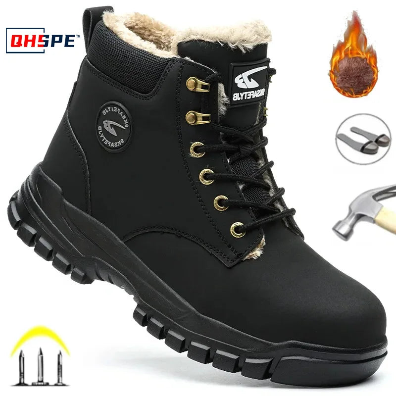 Latest 2025 Fashion Winter Warm Men's Work Safety Boots Waterproof Rugged Steel Toe Shoes Sneakers Safety Protection Coldproof