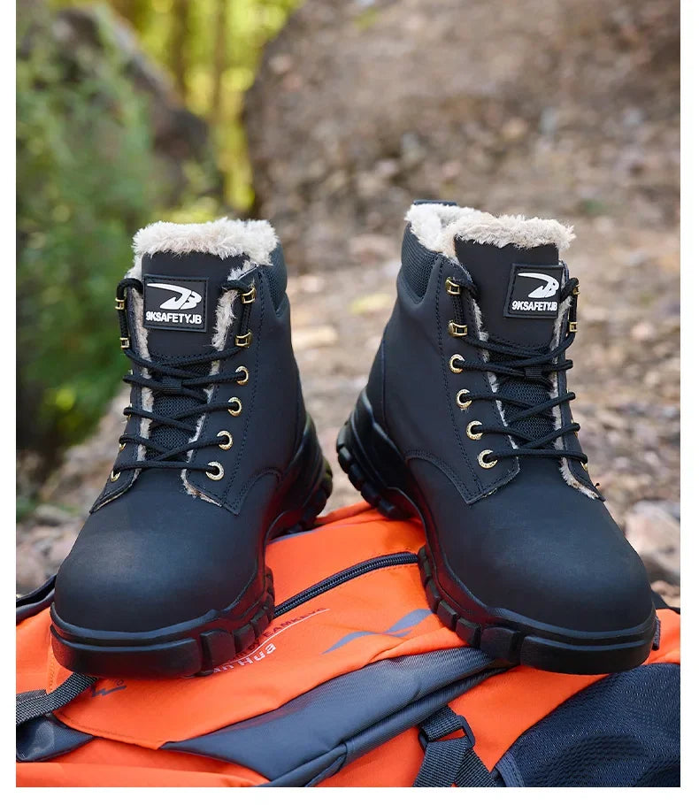 Latest 2025 Fashion Winter Warm Men's Work Safety Boots Waterproof Rugged Steel Toe Shoes Sneakers Safety Protection Coldproof