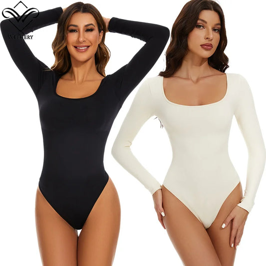 Female Underwear Open Crotch One-Piece Bodysuit Long Sleeve Seamless Waist Trainer Body Shaper Sheath Flat Belly Shapewear Woman