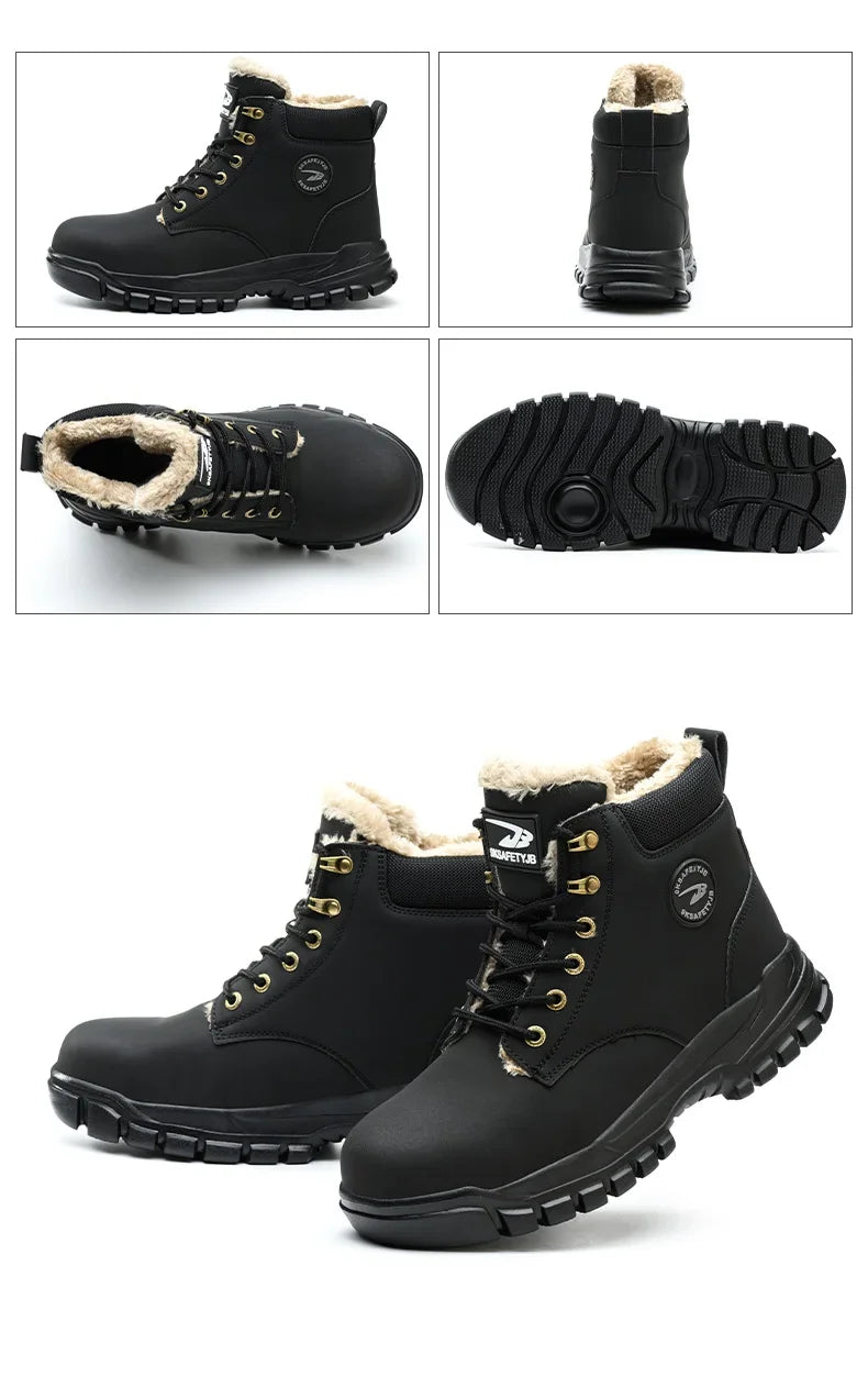 Latest 2025 Fashion Winter Warm Men's Work Safety Boots Waterproof Rugged Steel Toe Shoes Sneakers Safety Protection Coldproof