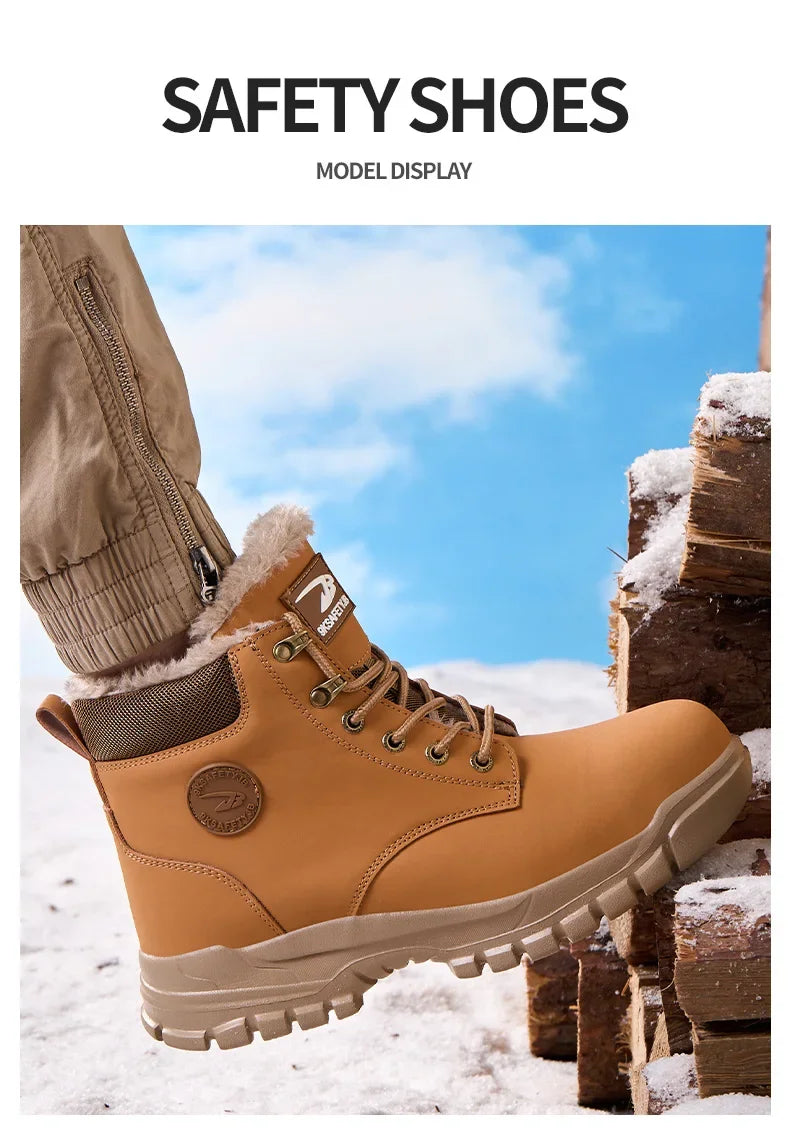 Latest 2025 Fashion Winter Warm Men's Work Safety Boots Waterproof Rugged Steel Toe Shoes Sneakers Safety Protection Coldproof