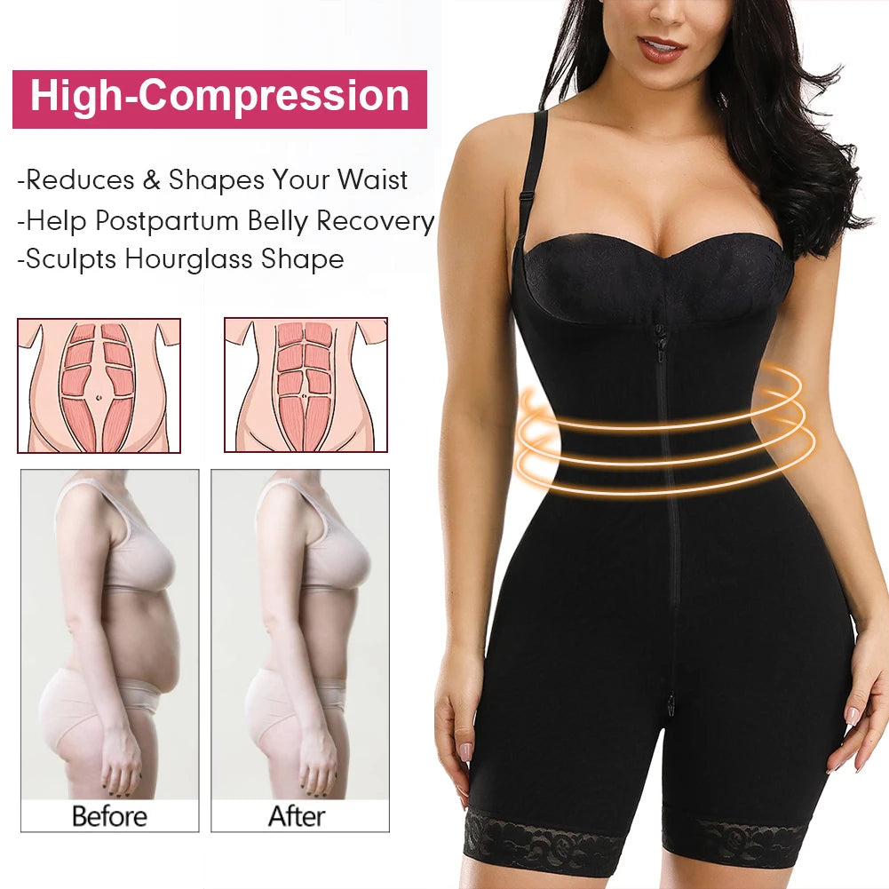 Fajas Colombianas Detachable Straps Full Body Shaper Tummy Slimming Postpartum Stage 3 Girdle Push Up Butt Lifter Shapewear