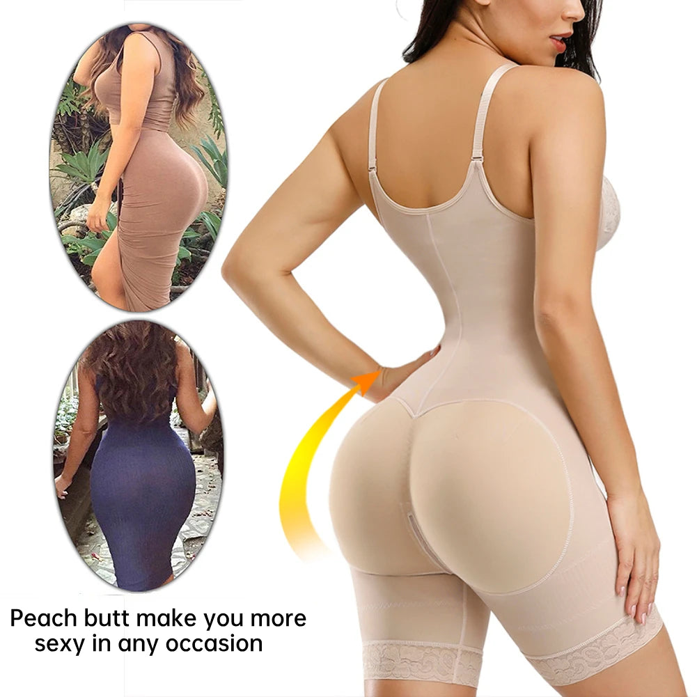 Fajas Colombianas Detachable Straps Full Body Shaper Tummy Slimming Postpartum Stage 3 Girdle Push Up Butt Lifter Shapewear