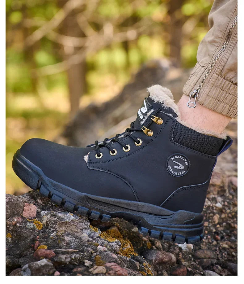 Latest 2025 Fashion Winter Warm Men's Work Safety Boots Waterproof Rugged Steel Toe Shoes Sneakers Safety Protection Coldproof