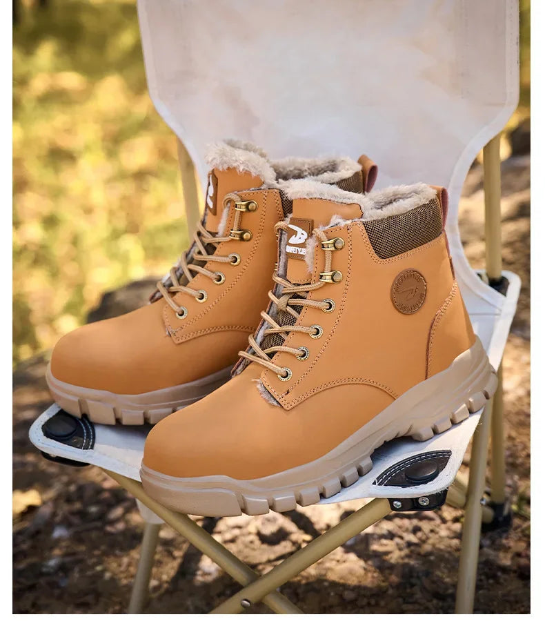 Latest 2025 Fashion Winter Warm Men's Work Safety Boots Waterproof Rugged Steel Toe Shoes Sneakers Safety Protection Coldproof